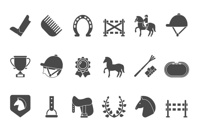 silhouettes-of-equestrian-sport-symbols-racing-horse