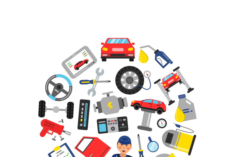 vector-flat-style-car-service-elements