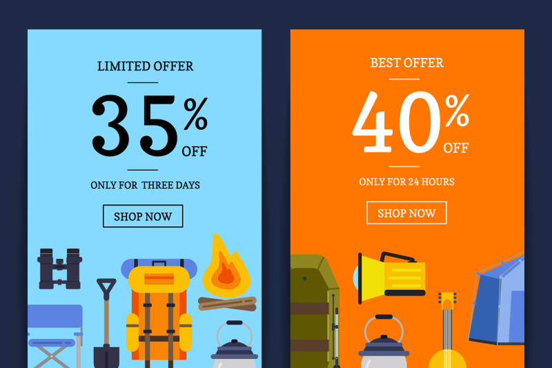 vector-flat-style-camping-elements-sale-banners-illustration