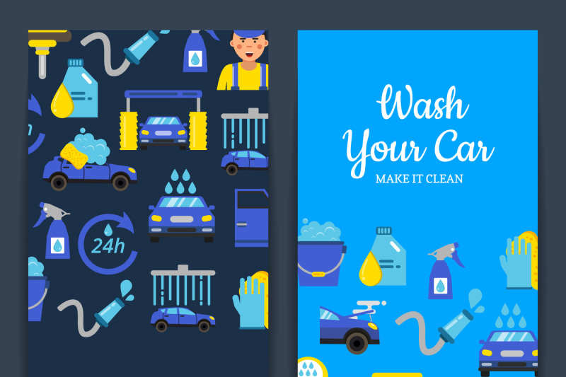 vector-card-or-flyer-illustration-with-car-wash-flat-icons
