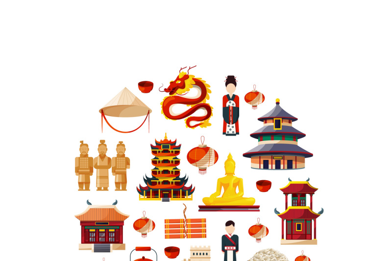 vector-flat-style-china-elements-and-sights-gathered-in-circle-illustr