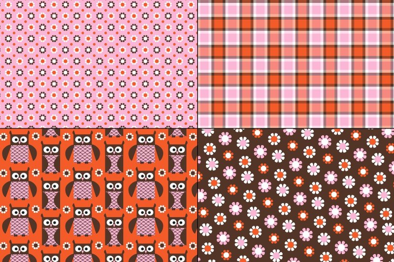 pink-and-orange-owl-patterns