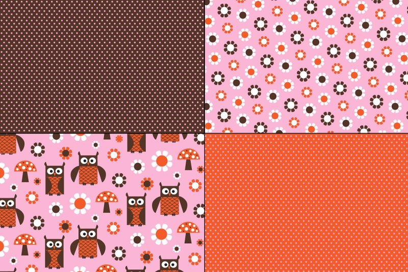 pink-and-orange-owl-patterns