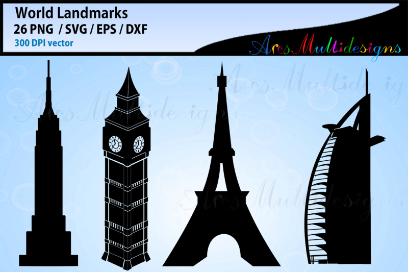 world-lankmarks-silhouette-svg-world-landmark-vector-cut-files-eps