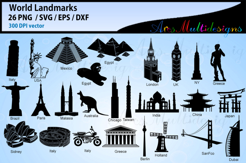 world-lankmarks-silhouette-svg-world-landmark-vector-cut-files-eps