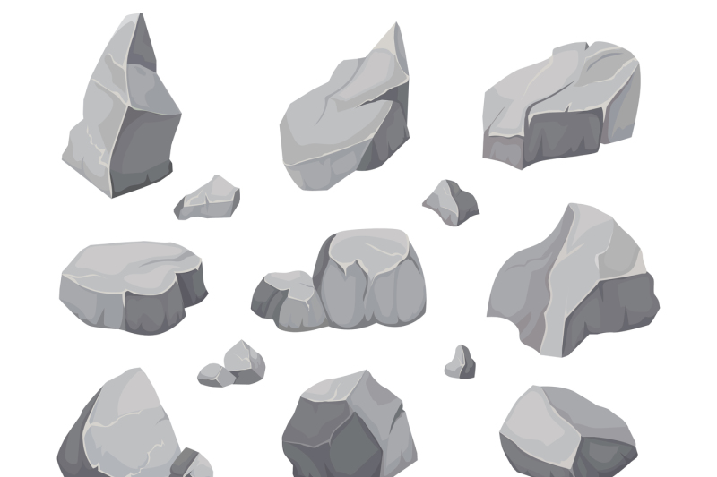 rock-stones-graphite-stone-coal-and-rocks-pile-isolated-vector-illus