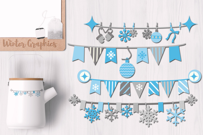 winter-blue-pennant-banners