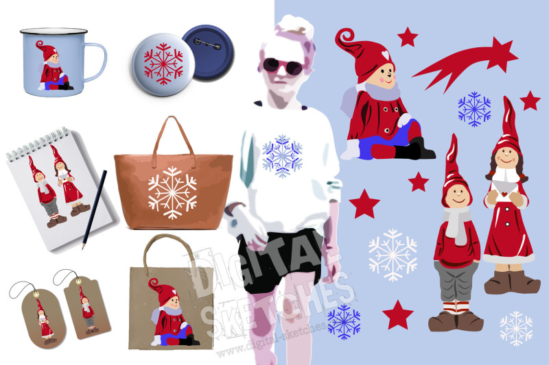christmas-cut-file-set-gnome-imp-elf-snowflakes-christmas-stars-stars