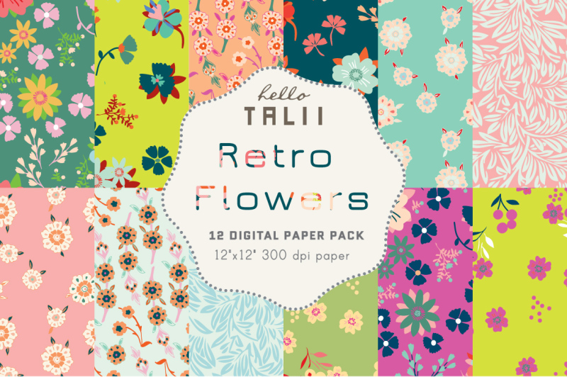 retro-flowers-digital-paper