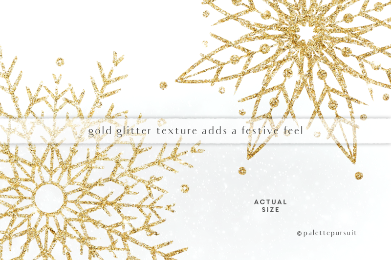 Download Gold glitter snowflakes clip art, Christmas clipart By ...