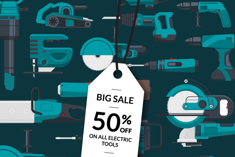 vector-sale-background-electric-construction-tools