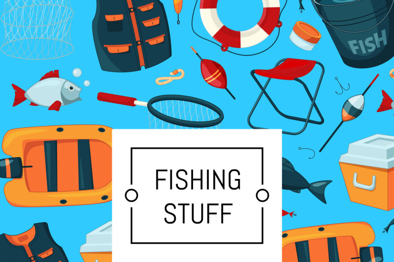 vector-background-cartoon-fishing-equipment