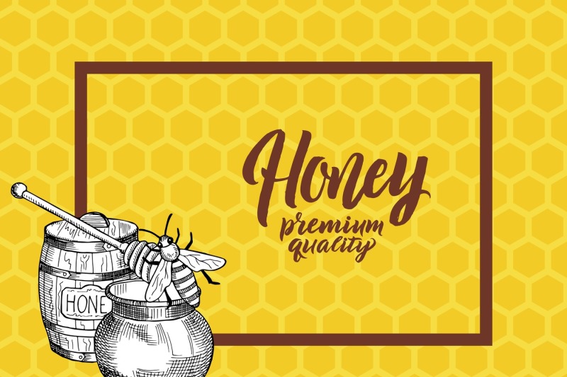 vector-background-with-sketched-honey-elements-with-place-for-text