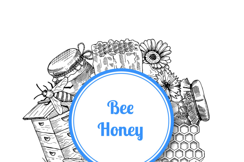 vector-pile-of-hand-drawn-honey-elements