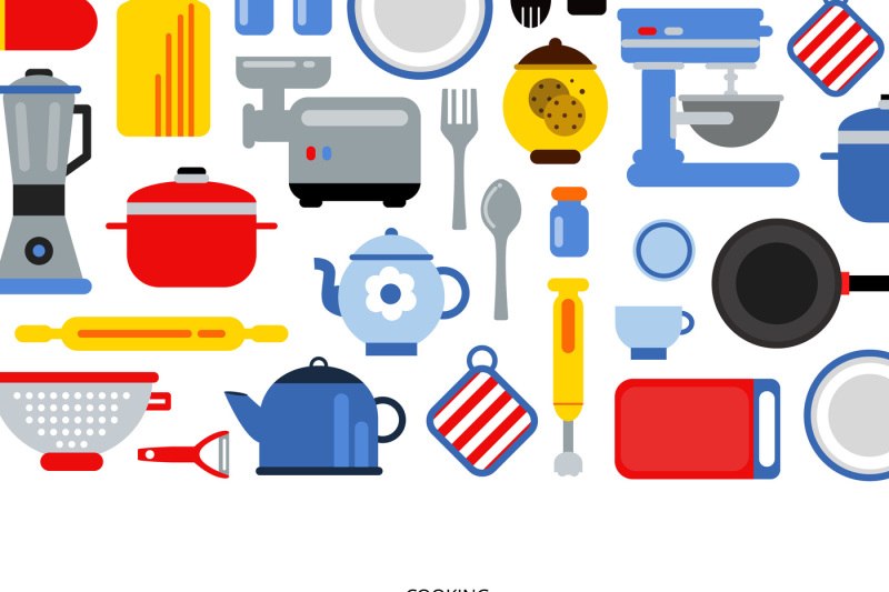 vector-flat-style-kitchen-utensils-background-illustration