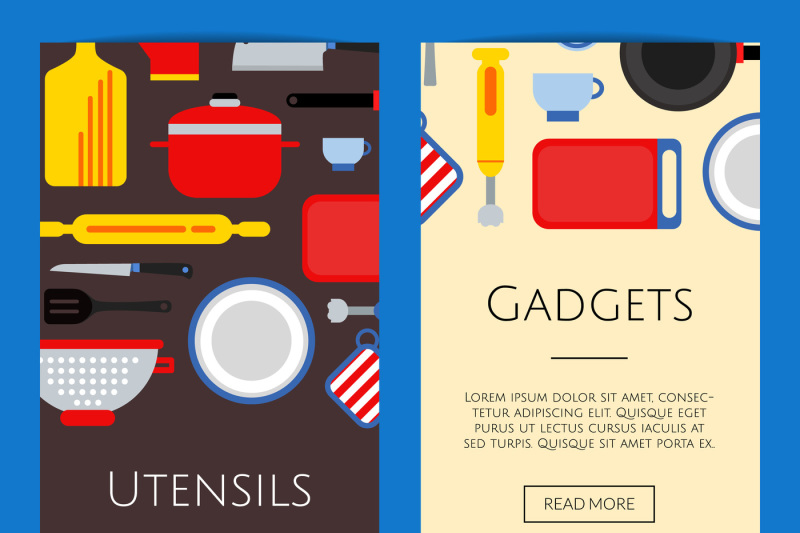 vector-flat-style-kitchen-utensils-banners-illustration