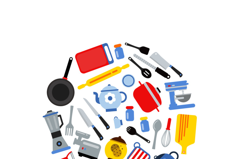 vector-flat-style-kitchen-utensils-gathered-in-circle-illustration