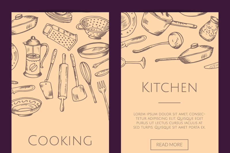 vector-banners-illustration-with-hand-drawn-kitchen-utensils