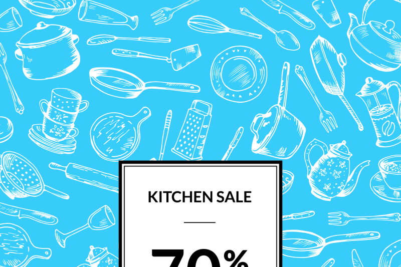 vector-sale-background-with-hand-drawn-kitchen-utensils