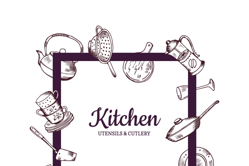 vector-frame-with-hand-drawn-kitchen-utensils