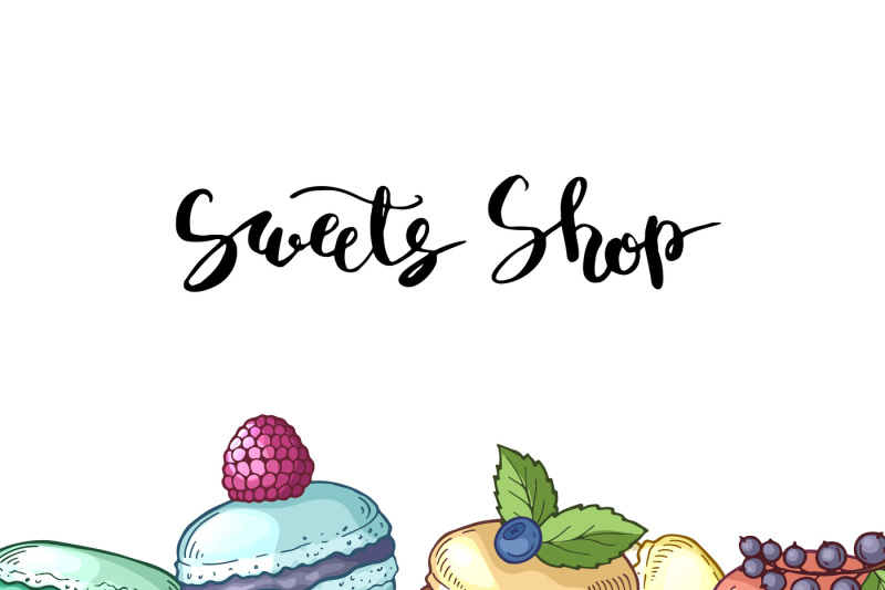 vector-background-with-colored-hand-drawn-macaroons-andlettering