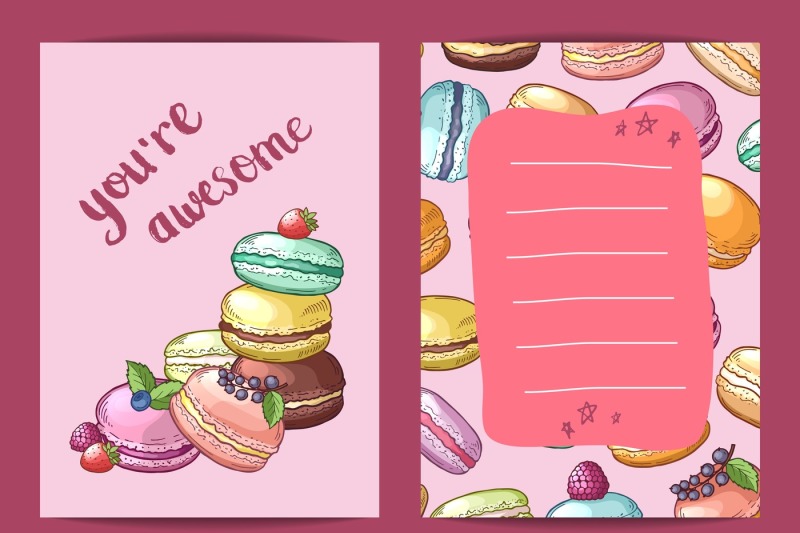 vector-birthday-card-template-with-colored-hand-drawn-macaroons