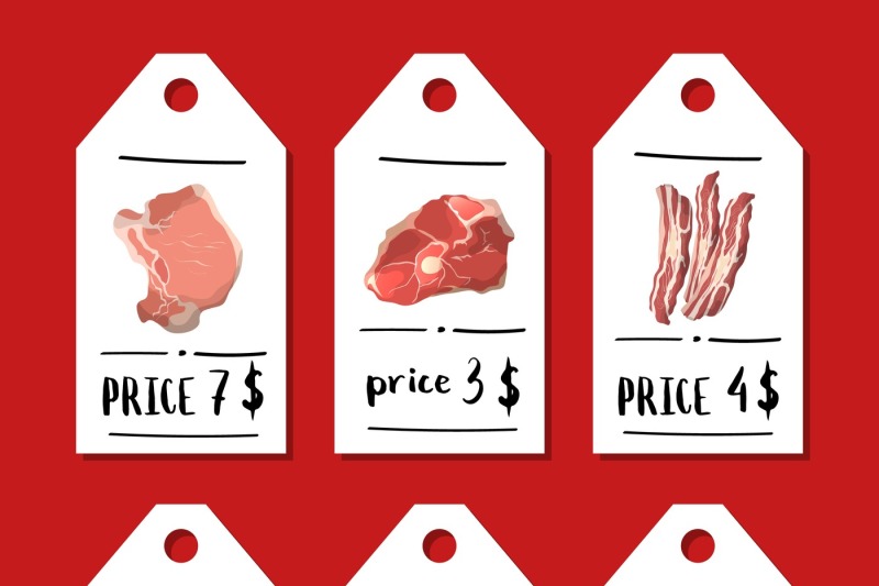 vector-cartoon-meat-elements-sale-tags