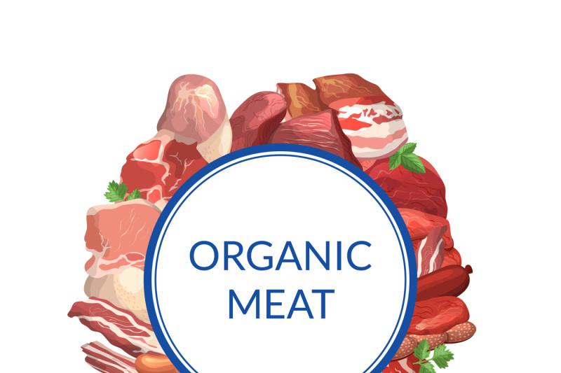 vector-cartoon-meat-elements-under-circle-with-place-for-text-illustra