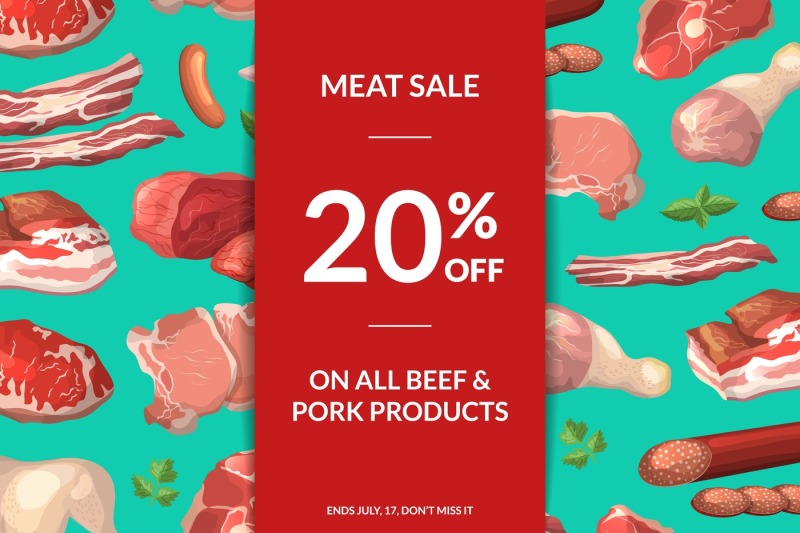 vector-meat-elements-sale-background-illustration