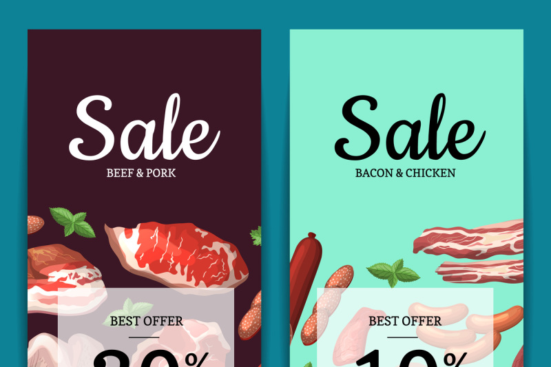 vector-cartoon-meat-elements-sale-banners-illustration