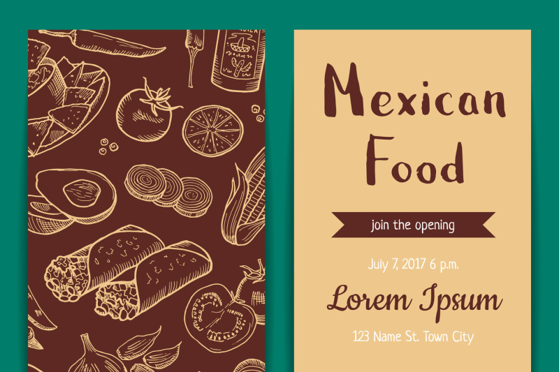 vector-banner-flyer-or-invitation-template-for-restaurant-cafe-mexica