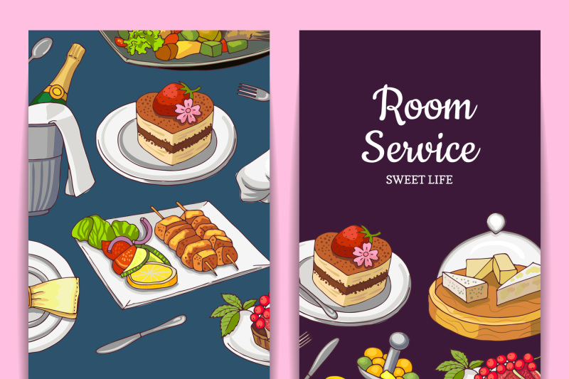 vector-card-or-flyer-templates-with-hand-drawn-restaurant-or-room-serv