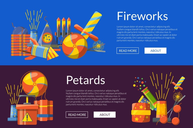 vector-cartoon-pyrotechnics-banners-illustration