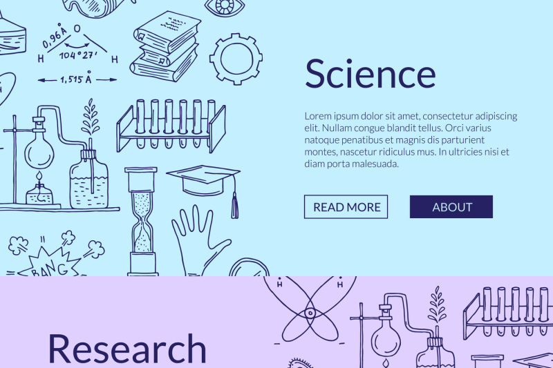 vector-web-banner-templates-with-hand-drawn-science-elements