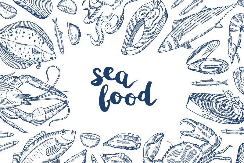 vector-background-illustration-with-hand-drawn-seafood-elements