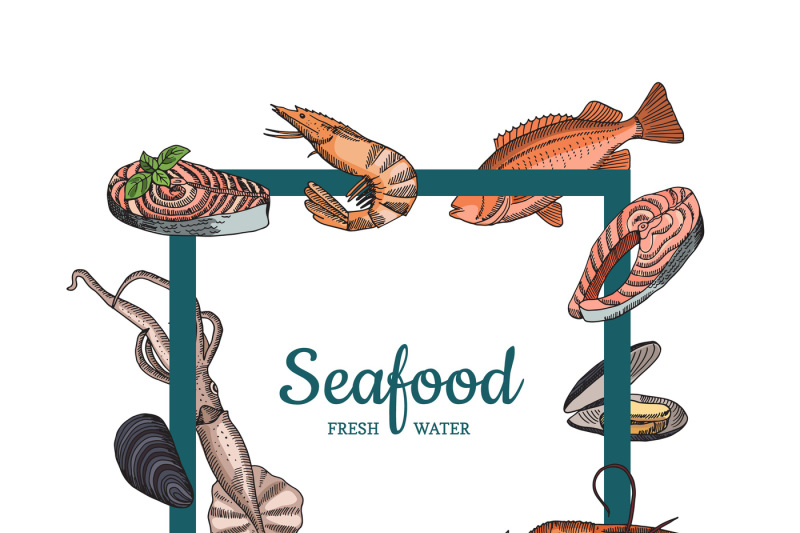 vector-hand-drawn-seafood-elements-flying