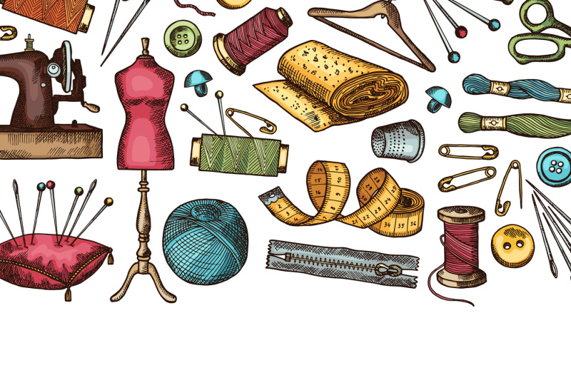 vector-hand-drawn-sewing-elements-background-illustration