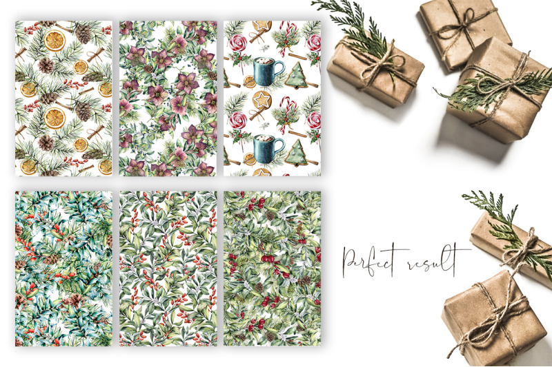 elegant-christmas-patterns-watercolor-bundle