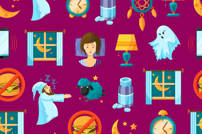 vector-pattern-or-background-illustration-with-cartoon-sleep-elements