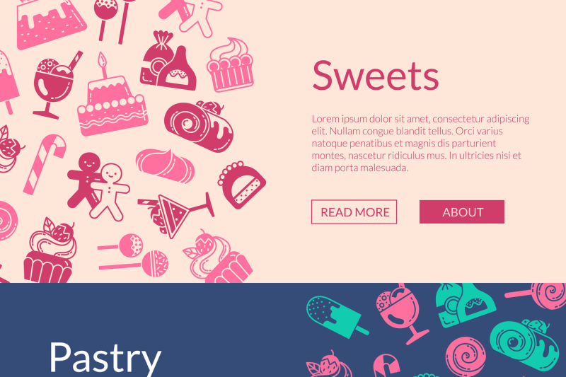 vector-web-banner-template-style-sweets-icons