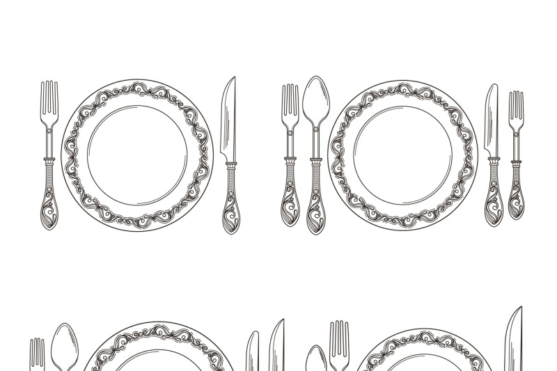 vector-variations-of-cutlery-arrangement-set-illustration