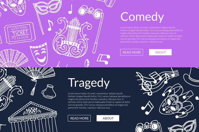 vector-doodle-theatre-elements-banners-illustration