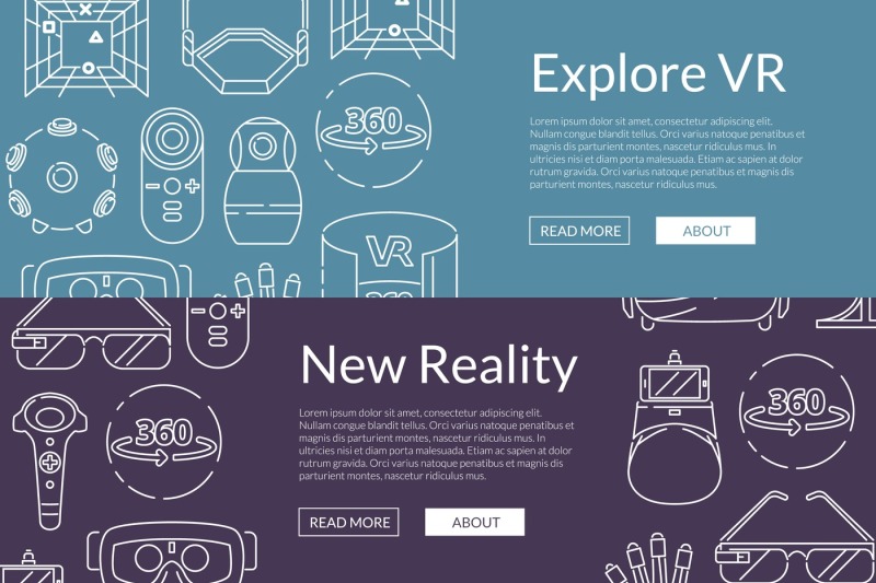 vector-banners-illustration-with-linear-style-virtual-reality-elements
