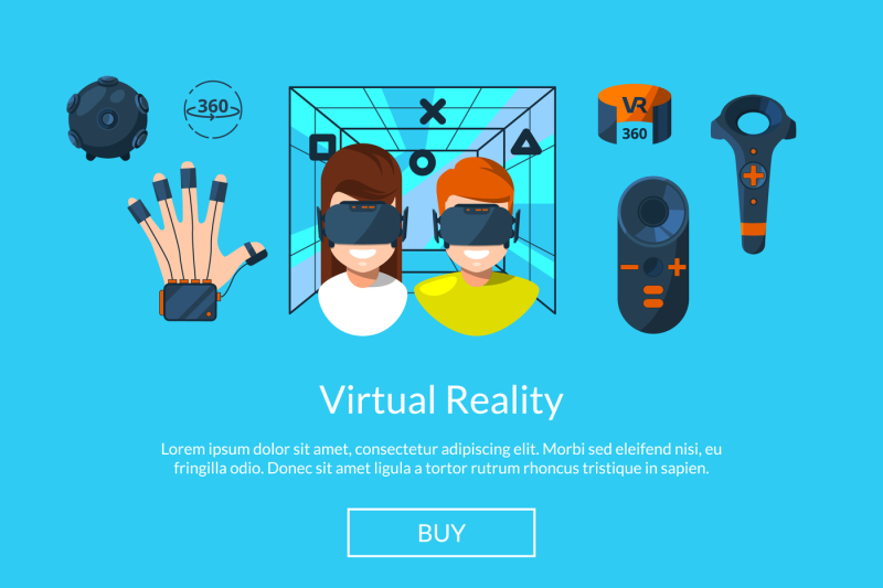 vector-template-for-website-with-flat-style-virtual-reality-elements