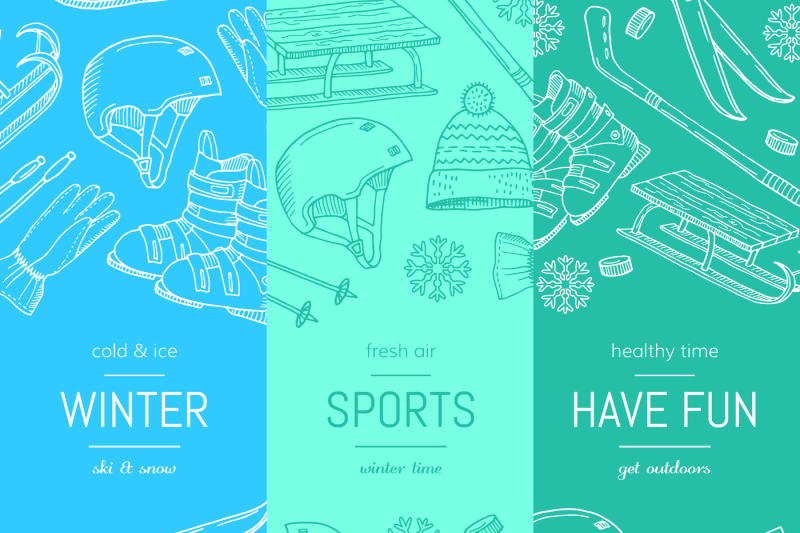 vector-hand-drawn-winter-sports-equipment-and-attributes-vertical-bann