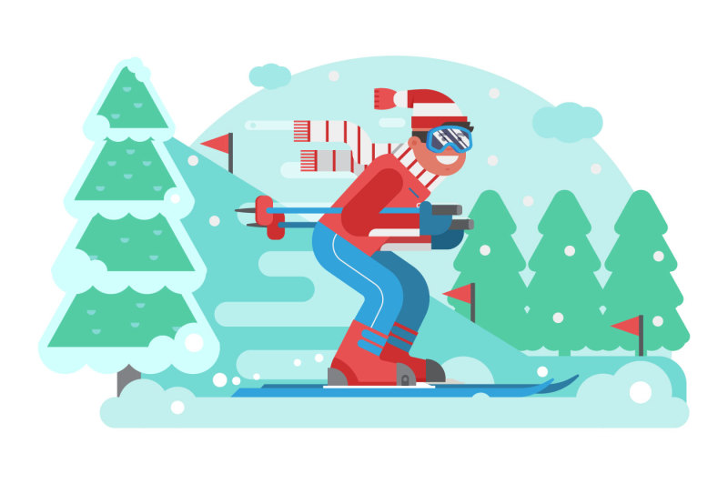 mountain-skiing-man-riding-on-winter-forest