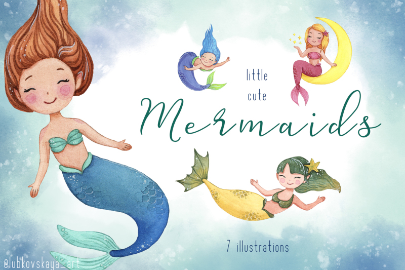 little-watercolor-cute-mermaids
