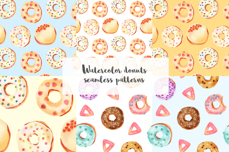 watercolor-donuts-illustrations-patterns-digital-paper