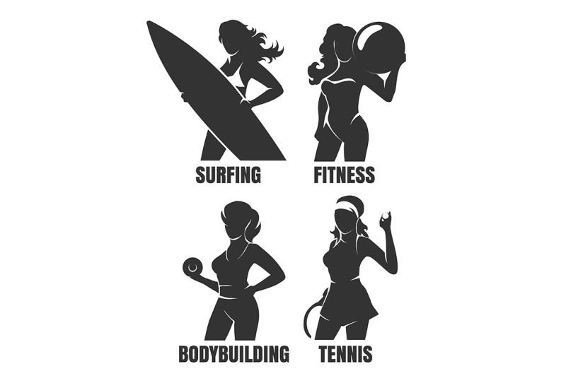 sport-women-silhouettes-set