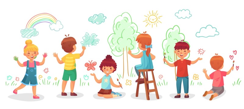 kids-drawing-on-wall-childrens-group-draw-color-paintings-on-walls-c